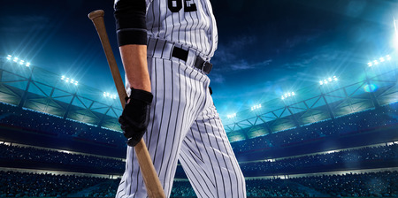 Professional baseball players on the grand arena in nightの写真素材
