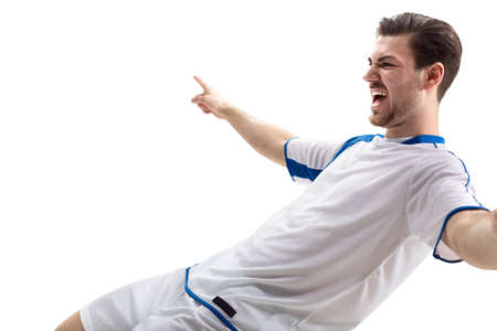football soccer player in action  isolated white backgroundの写真素材