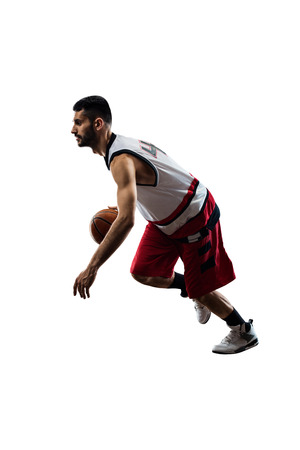 basketball player in action Isolated on whiteの写真素材