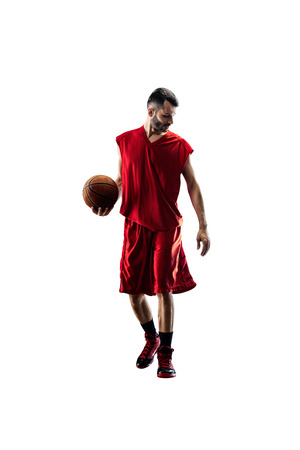 basketball player in action Isolated on whiteの写真素材