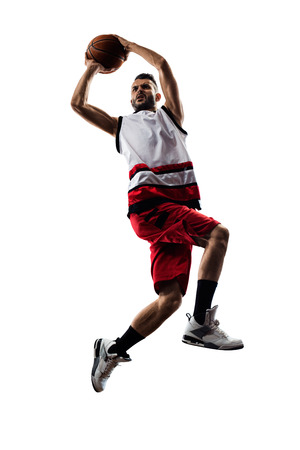 basketball player in action Isolated on whiteの写真素材