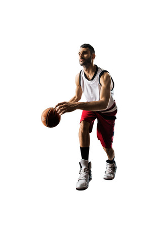 basketball player in action Isolated on whiteの写真素材