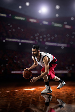 Basketball player in actionの写真素材