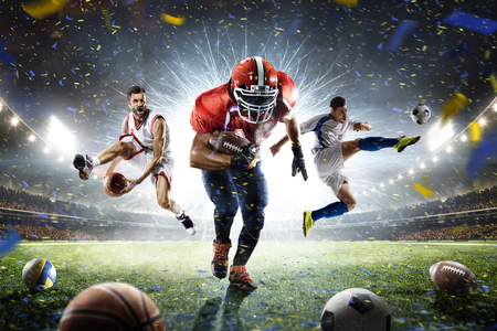Multi sports proud players collage on grand arena Multi sports proud players collage on grand arena