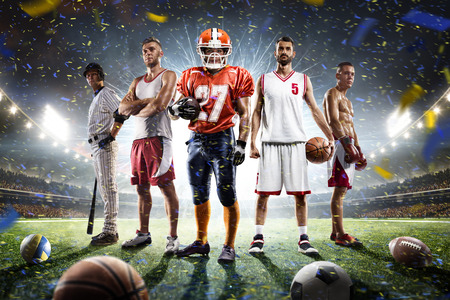Multi sports proud players collage on grand arena Multi sports proud players collage on grand arena