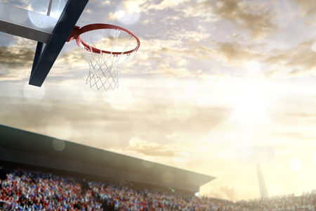 Basketball basket outdoor day sky arena spectatorsの写真素材