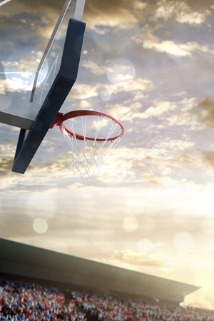 Basketball basket outdoor day sky arena spectatorsの写真素材