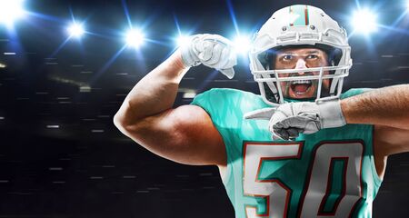American football. American football player in professional sport arena.の写真素材