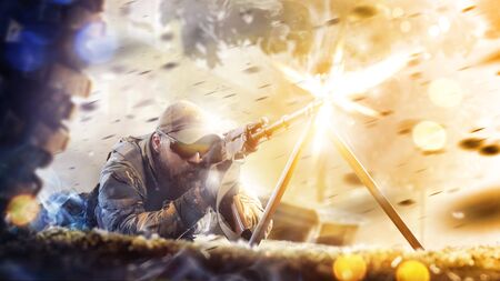 Spesial forces soldiers assault in the cityの写真素材