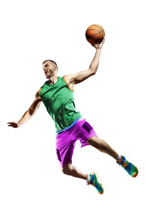 Professional basketball player isolated on white backgroundの写真素材