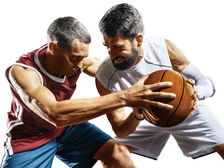 Professional basketball players isolated on white backgroundの写真素材