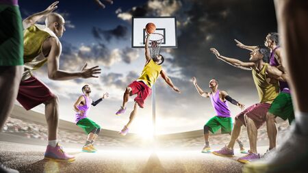 day light professional basketball players in the actionの写真素材