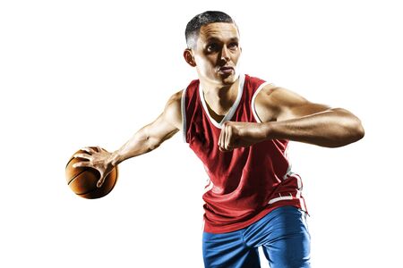 Professional basketball player isolated on white backgroundの写真素材