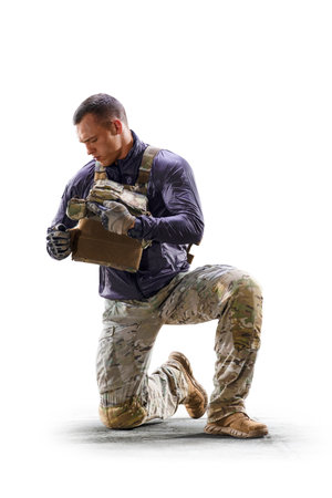 Soldier special forces isolated on the white background. Military concept of the future.の写真素材