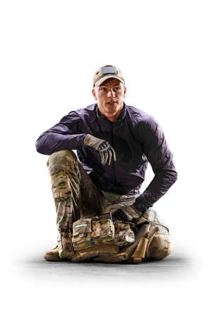 Soldier special forces isolated on the white background. Military concept of the future.の写真素材