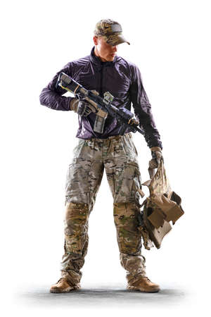 Soldier special forces isolated on the white background. Military concept of the future.の写真素材