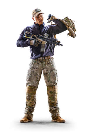 Soldier special forces isolated on the white background. Military concept of the future.の写真素材