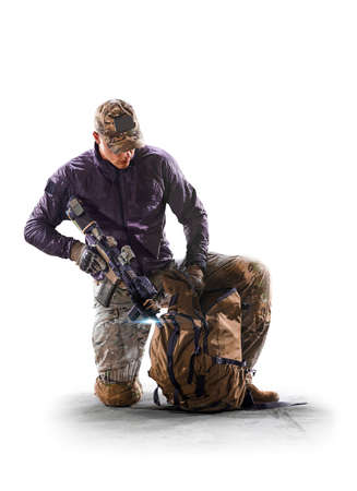 Soldier special forces isolated on the white background. Military concept of the future.の写真素材