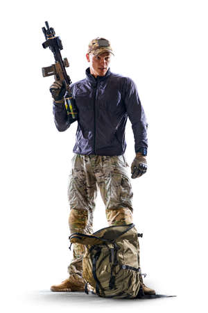 Soldier special forces isolated on the white background. Military concept of the future.の写真素材