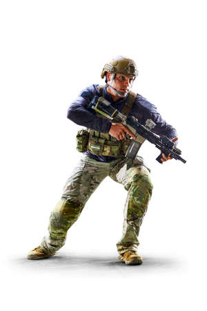 Soldier special forces isolated on the white background. Military concept of the future.の写真素材