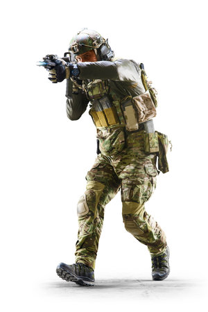 Soldier special forces isolated on the white background. Military concept of the future.の写真素材