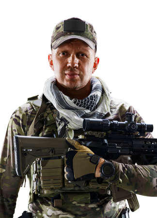 Soldier special forces isolated on the white background. Military concept of the future.の写真素材
