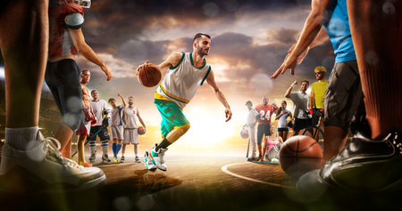multi sports collage basketballの写真素材
