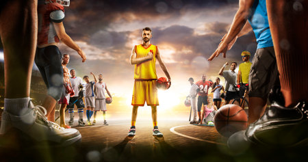 multi sports collage boxing ice hockey basketball cycling soccer american football fitness gym baseball volleyballの写真素材