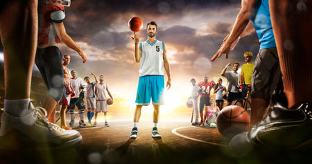 multi sports collage basketball crowdの写真素材