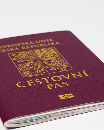 czech passport isolated on white backgroundの写真素材