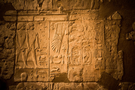 Hieroglyphs in the ancient Luxor Temple, Egypt