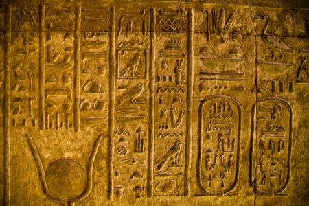Hieroglyphs in the Temple of Horus, Edfu, Egyptの写真素材