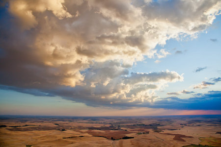 A view of the Palouse from the top of Steptoe Butte in eastern Washingtonの写真素材