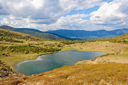 Lake in the Carpathian Mountains in autumn. Ukraineの写真素材