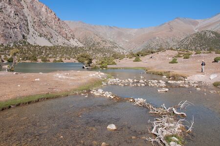 Majestic blue mountain lake in Tajikistan. Fann Mountainsの写真素材