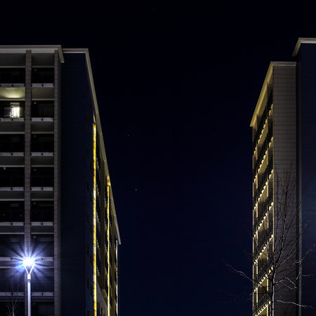 Home House night light human presenceの写真素材