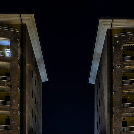 Home House night light human presenceの写真素材