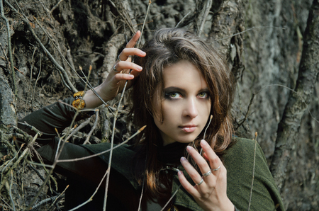 young forest witch, image of the elf or witchの写真素材