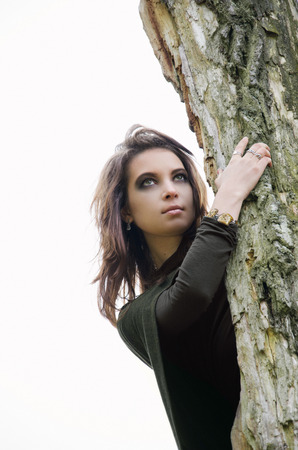 witch on the old tree on white backgroundの写真素材
