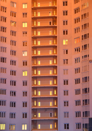 apartment house, many windows on the wall