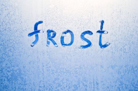 inscription on the frozen glassの写真素材