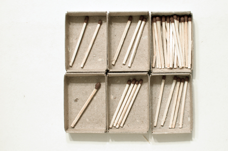 matches and match boxes - vintage backgroundの写真素材