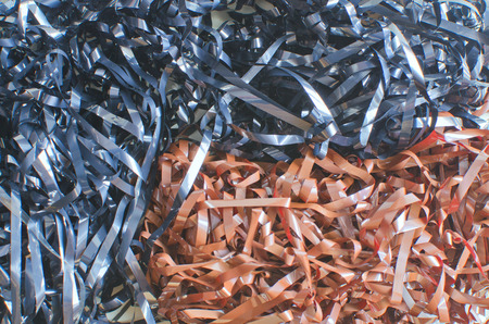 old multi-colored magnetic film from audio cassettes-backgroundの写真素材