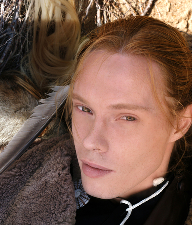 portrait of a young blond man close-upの写真素材