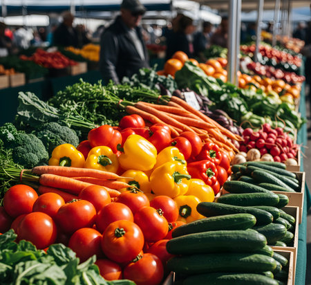 Fresh vegetables at the farmers market. Selective focus. nature.の素材
