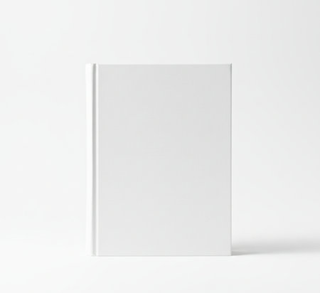 Blank book cover mockup isolated on white background. 3d renderingの素材