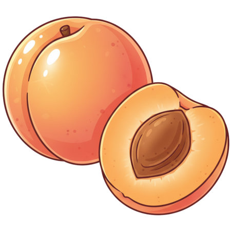 Illustration of a fresh apricot on a white background.の素材