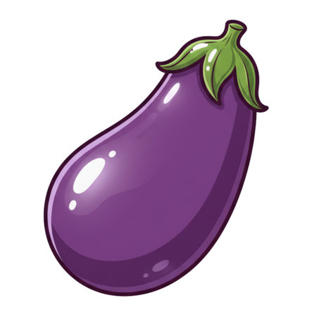 Illustration of a purple eggplant isolated on a white background.の素材