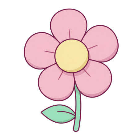 Pink flower icon. Cartoon illustration of pink flower vector icon for webの素材
