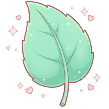 Illustration of a green leaf in the shape of a heart.の素材